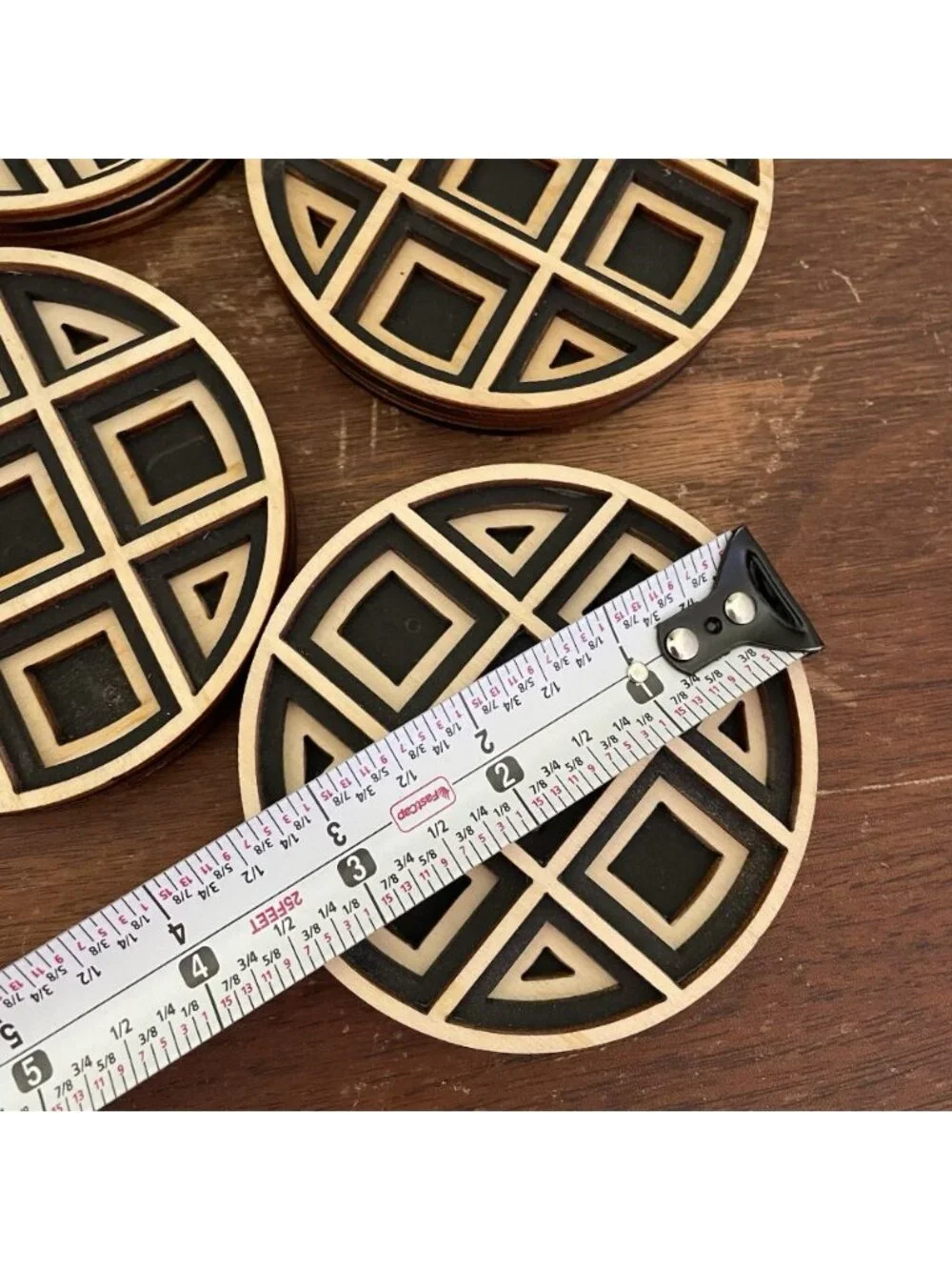 Baltic-by-Design Handmade Wood Coasters Set Of 4 Laser Cut Geometric Artisan